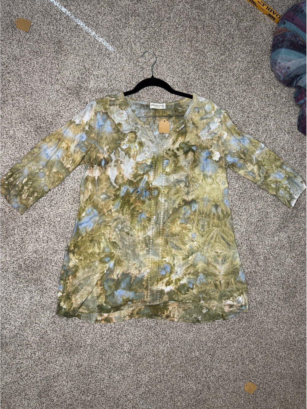 100% Linen Tie-Dye Style Tunic Top